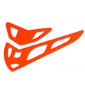 FUSUNO CLEARCOATED Painted Neon Orange Fiberglass Horizontal/Vertical Fins - Trex 600 Nitro / Electric 2mm (SOLD OUT)