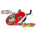 HeliArtist (500 size) BO105 Fiber Glass Fuselage - RED BLUE