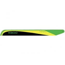 KBDD 515mm Flybarless Carbon Fiber main blades with black trailing edge - Lime/Yellow/Black