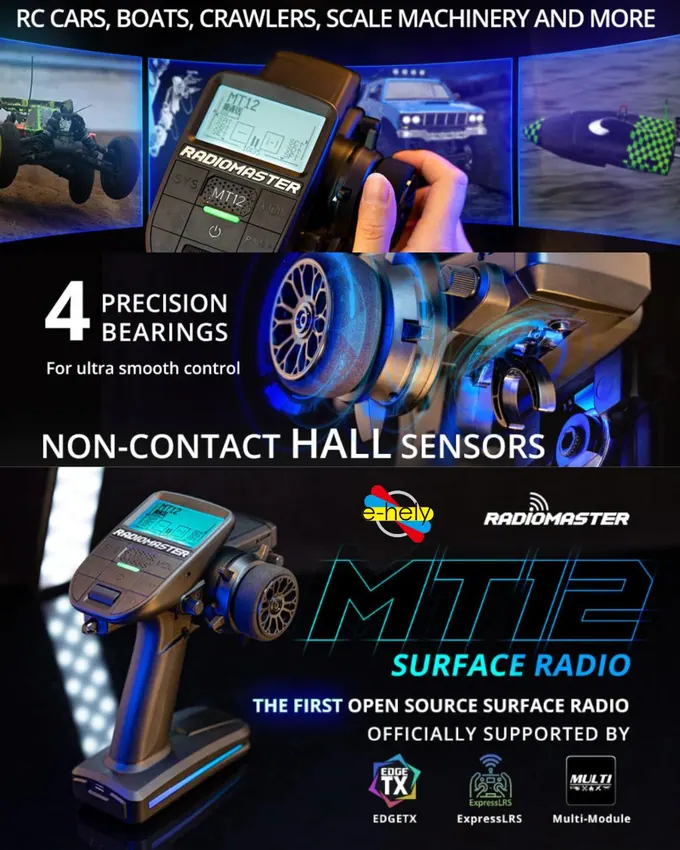 RadioMaster MT12 Radio 4-in-1 multi-protocol / ELRS 2.4GHz (for Cars/Boats/Crawler)
